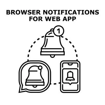 Browser notifications for web app concept illustration Stock Illustration