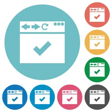Browser ok flat round icons Stock Illustration