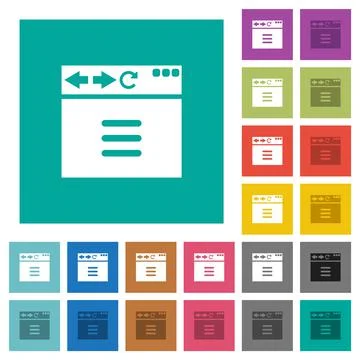 Browser options square flat multi colored icons Stock Illustration