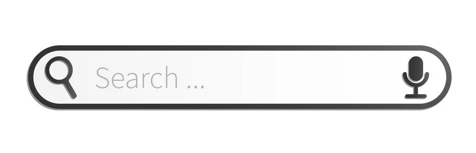 Browser or mobile app search bar with microphone and magnifying glass icons Stock Illustration