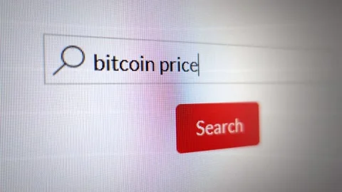 Browser or web page with a search box typing BITCOIN PRICE Video stock 238757877