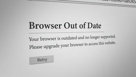 "Browser Out of Date" Message on Web Browser Stock Footage 240792188