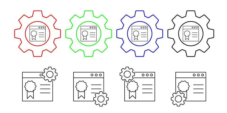 Browser, page, seo vector icon in gear set illustration for ui and ux, website Stock Illustration