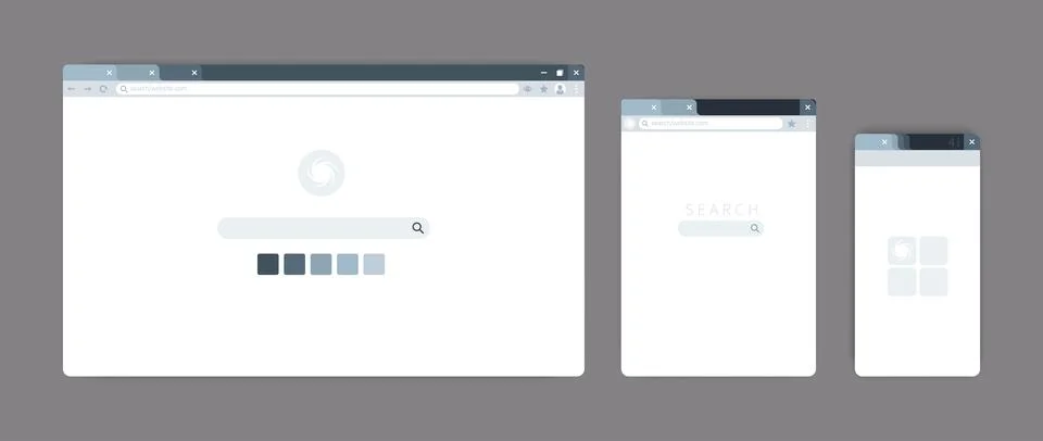 Browser page. Website windows. Internet service UI. Mobile interface. URL Illustrazione stock