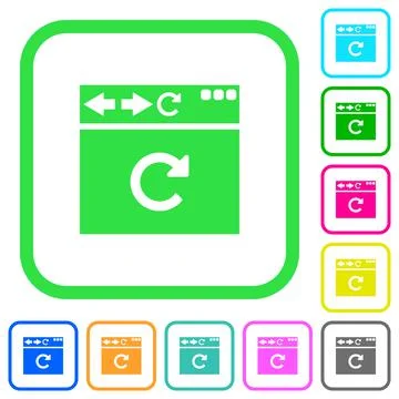 Browser reload vivid colored flat icons Stock Illustration