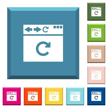 Browser reload white icons on edged square buttons 스톡 일러스트