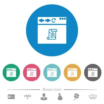 Browser running script flat round icons イラスト素材
