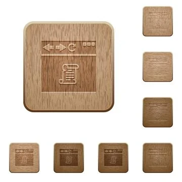 Browser running script wooden buttons Stock Illustration
