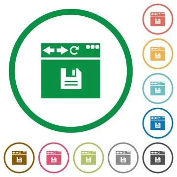 Browser save flat icons with outlines Stockillustratie