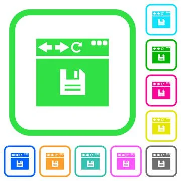 Browser save vivid colored flat icons Stockillustratie