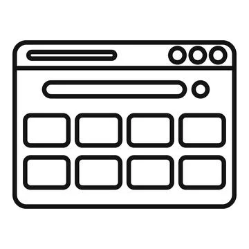 Browser screen icon outline vector. Internet computer Stock Illustration