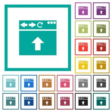 Browser scroll up flat color icons with quadrant frames Stock Illustration