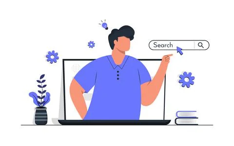 Browser Search Engine Concept Flat Illustration Stock Illustration