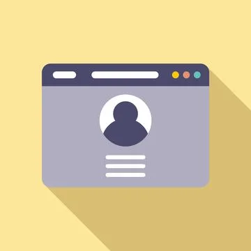 Browser search icon flat . Window computer Stock Illustration