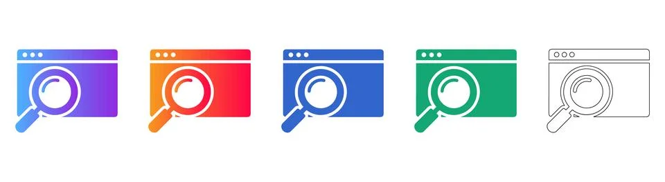 Browser Search Icon Set for Web Development Stock Illustration