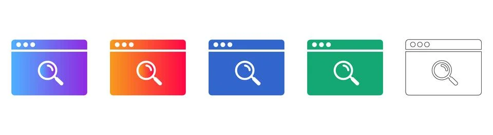Browser Search Icons Set Stock Illustration