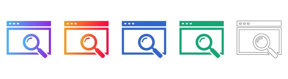 Browser Search Interface Icon Set Stock Illustration