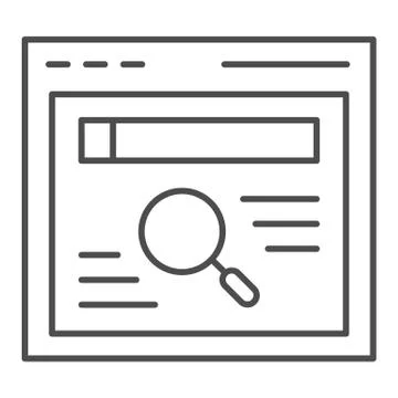 Browser search thin line icon. Web search vector illustration isolated on white 스톡 일러스트