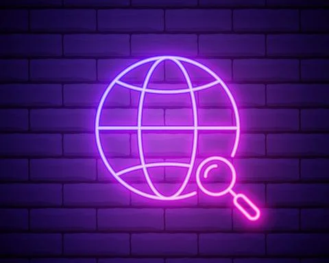 Browser search webpage neon icon. Elements of browser set. Simple icon for we Stock Illustration