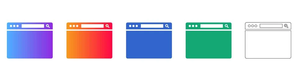 Browser Search Window Icons for Web Development Stock Illustration