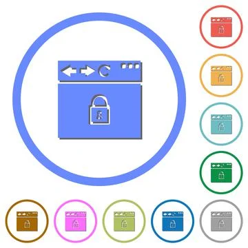 Browser secure icons with shadows and outlines Stock Illustration