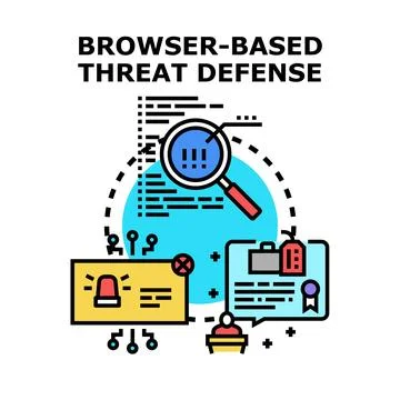 Browser security defense protecting internet threats cyberattack 库存插图