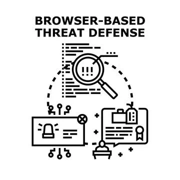 Browser security defense protecting internet threats cyberattack 스톡 일러스트