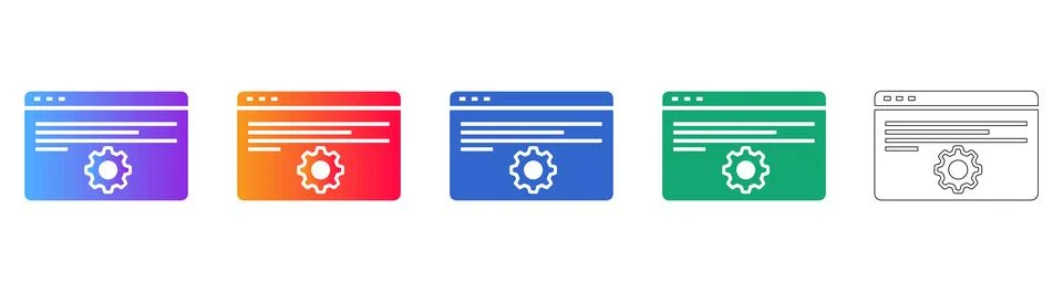 Browser Settings Configuration Icons Stock Illustration