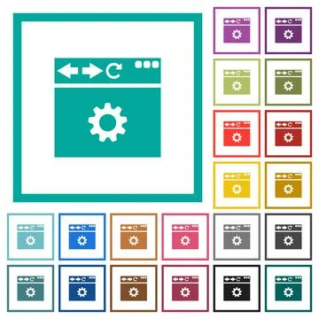 Browser settings flat color icons with quadrant frames Stock Illustration