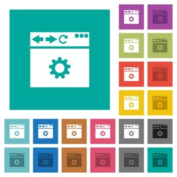 Browser settings square flat multi colored icons Stock Illustration