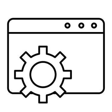 Browser settings thin line icon. Computer settings vector illustration isolated Stock Illustration