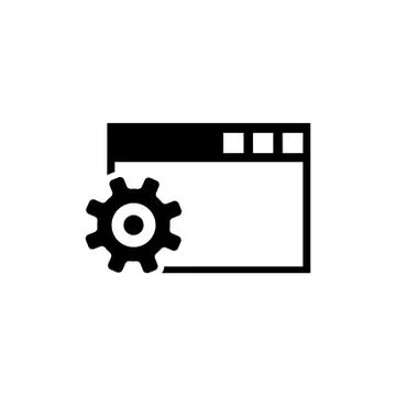 Browser Setup, Configure Settings Flat Vector Icon 库存插图