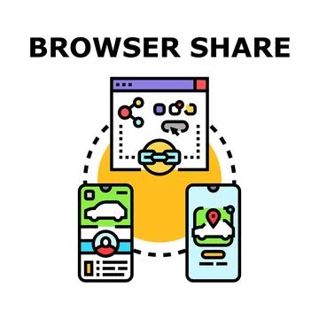 Browser share concept connecting online services and mobile applications イラスト素材
