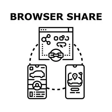 Browser share concept connecting online services and mobile applications Stock Illustration