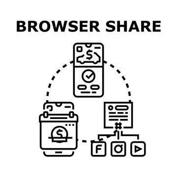 Browser share concept, online content and service distribution Stock Illustration