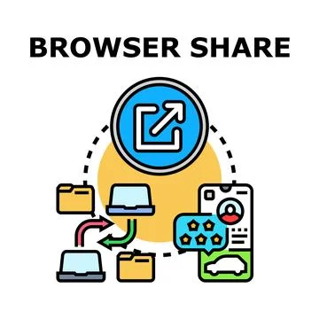 Browser sharing concept for digital communication and data transfer Stock Illustration