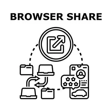Browser sharing concept for digital communication and data transfer Stockillustratie