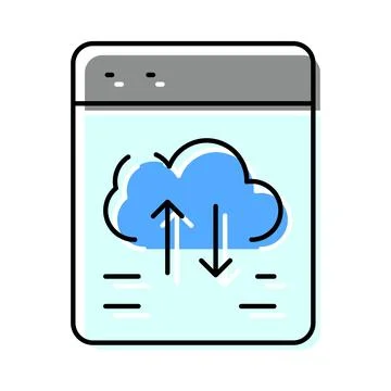 Browser showing cloud computing data upload download Stock Illustration
