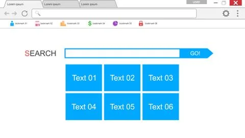 Browser, site, search infographic Illustrazione stock