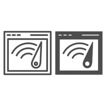 Browser speed line and glyph icon. Computer window speedometer vector Stock Illustration
