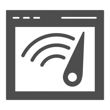 Browser speed solid icon. Computer window speedometer vector illustration Stock Illustration