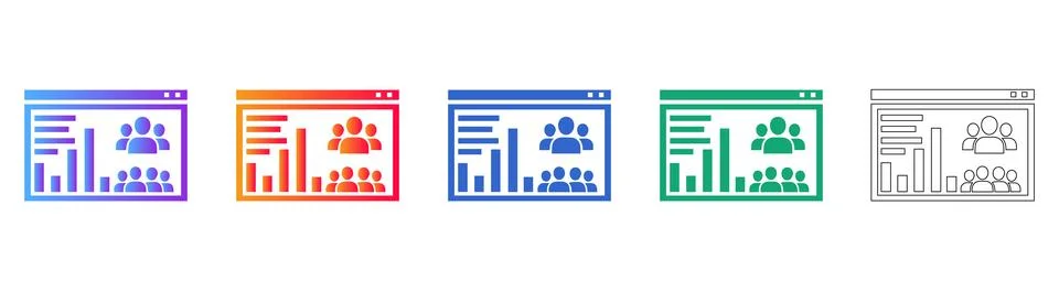 Browser Team Data Analytics Icons Illustrazione stock