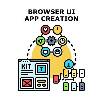 Browser ui app creation developing user interface concept Ilustración de archivo
