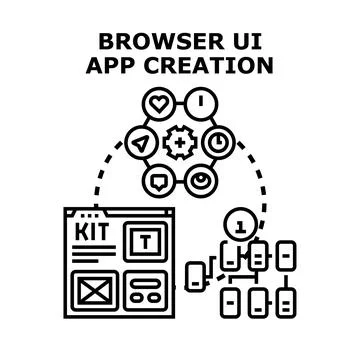 Browser ui app creation developing user interface concept イラスト素材