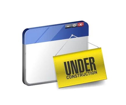 Browser under construction hanging banner illustration design Illustrazione stock
