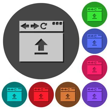 Browser upload icons with shadows on round backgrounds 스톡 일러스트