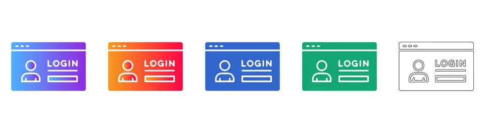 Browser User Authentication Login Icons Set Stockillustratie