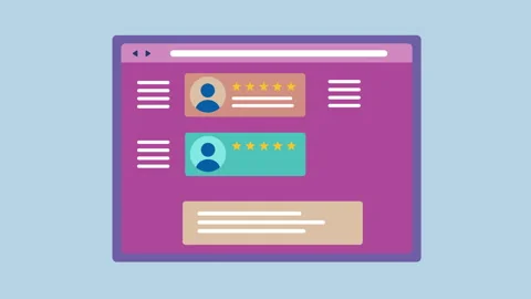 Browser User Interface with Star Ratings and Reviews 2d with Alpha Matte Stock Footage 334994270
