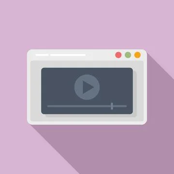 Browser video play icon flat vector. Media stream Stock Illustration
