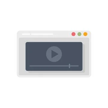 Browser video play icon flat vector. Media stream Stock Illustration
